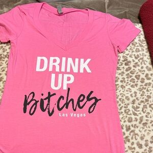 Next Level Apparel Pink Graphic V-Neck Tee